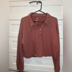 Cozy Pink long sleeve cropped lightweight sweatshirt